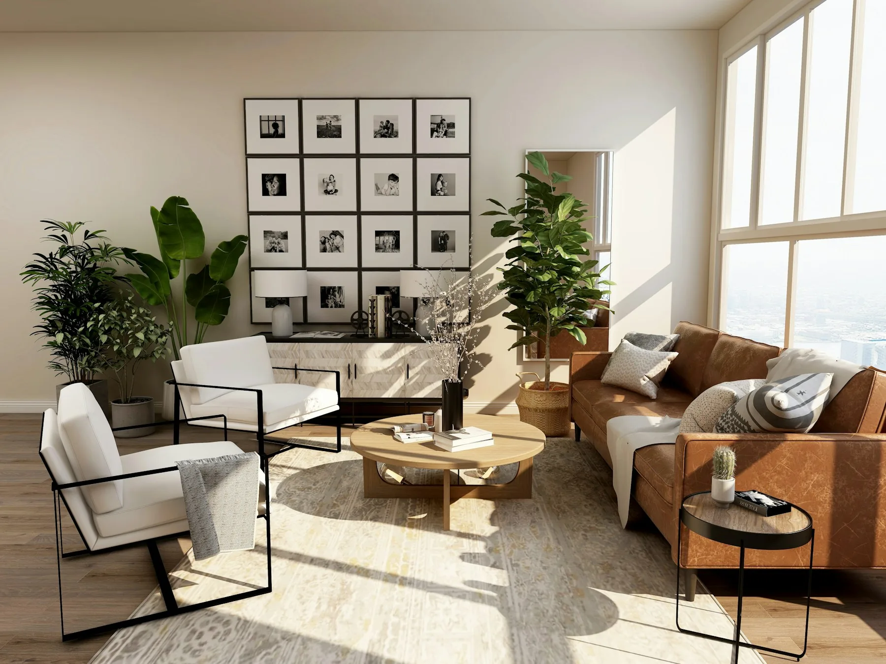Comfortable, sunlit living space with natural materials — design inspiration
